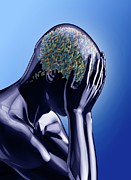 Figure With Capsules In Head Photograph by Science Photo Library