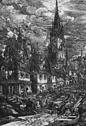 Fishing port with pointed steeple Drawing by Rodolphe Bresdin