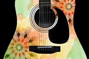 Floral Abstract Guitar 13 Digital Art by Andee Design