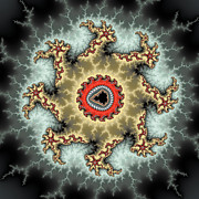 Fractal artwork yellow red grey black square format Digital Art by Matthias Hauser