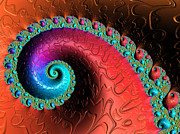 Fractal spiral art red green blue turquoise Digital Art by Matthias Hauser