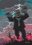 Frankenstein Creature In Storm  Digital Art by Martin Davey