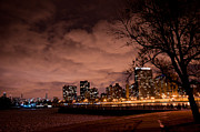 Chilled Nocturne - Night View of Frozen Lake Michigan and Dark Clouds over Chicago Downtown Photograph by Dejan Jovanovic