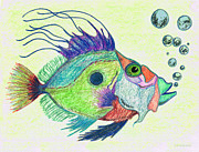 Funky Fish Art - By Sharon Cummings Painting by Sharon Cummings