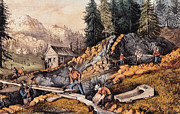 Gold Mining in California Painting by Currier and Ives