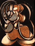 Abstract Golf Bag and Clubs Art Print Painting by Tommervik