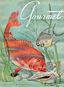 Gourmet Cover Featuring A Snapper And Pompano Painting by Henry Stahlhut