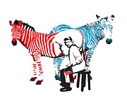 Graffiti print of Rembrandt painting stripes Zebra painter Digital Art by Sassan Filsoof