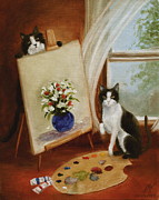 Graham's Cats The Artists Painting by Stella Violano
