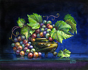 Grapes in a Footed Bowl Painting by Jane Bucci