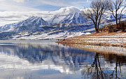 Hardy Fishermen Deer Creek Reservoir and Timpanogos in Winter Photograph by Gary Whitton