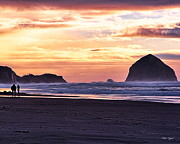 Haystack Rock Beach Walk Sunset Photograph by Chriss Pagani