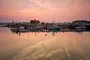 Hazy Sunrise Over The Commercial Pier Portsmouth NH Photograph by Jeff Sinon