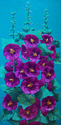 Hollyhocks Painting by Cheryl Fecht
