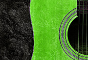 Hour Glass Guitar 4 Colors 1 - Tetraptych - Green Corner - Music - Abstract Mixed Media by Andee Design