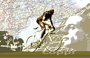 Illustration print Giro de Italia Coppi vintage map cycling Digital Art by Sassan Filsoof