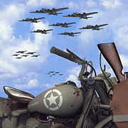 Indian 841 And The B-17 Bomber SQ Photograph by Mike McGlothlen