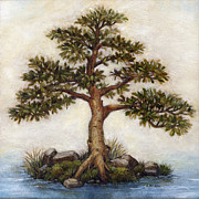 Island Tree Painting by Randy Wollenmann