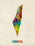Israel Watercolor Map Digital Art by Michael Tompsett