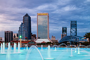 Jacksonville Florida city skyline at the Friendship Park Fountain Photograph by Dawna Moore Photography