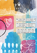 Jewish Home Blessing -Greeting Cards and Prints Painting by Linda Woods