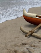 Kapiolani Beach Canoe Panel One Painting by Stephen Jorgensen