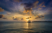 Key West Florida Sunset and Sailboat Mallory Square Photograph by Robert Bellomy