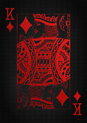 King of Diamonds in Red on Black Canvas   Digital Art by Serge Averbukh