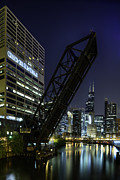 Kinzie Street railroad bridge at night Photograph by Sebastian Musial Kinzie Street railroad bridge at night Photograph by Sebastian Musial
