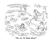 Kiss Me.  I'm Claude Monet Drawing by Arnie Levin