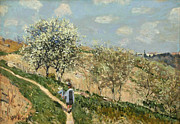 Landscape. Spring at Bougival Painting by Alfred Sisley