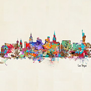 Las Vegas Nevada Skyline Painting by Bri Buckley