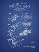 Lego Toy Building Brick Patent from 1961 - Blueprint Digital Art by Aged Pixel