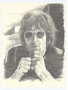 Lennon in Studio Drawing by Kenneth Stock