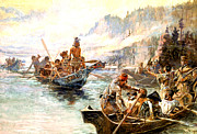 Lewis and Clark on the Lower Columbia  Digital Art by Charles Russell
