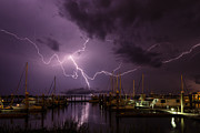 Lightning over Fernandina Beach Marina Amelia Island Florida Photograph by Dawna Moore Photography