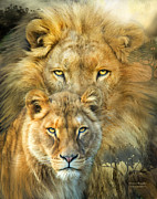Lion And Lioness- African Royalty Mixed Media by Carol Cavalaris