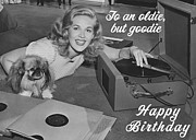 Listening To Records Greeting Card Photograph by Everett