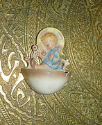 Newborn boy in the baptismal font Sculpture Photograph by Eva-Maria Di Bella