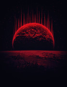 Lost Home Colosal Future Sci Fi Deep Space Scene in diabolic Red Painting by Philipp Rietz