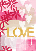 Love in Pink and Gold Painting by Linda Woods