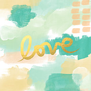 Love with Peach and Mint Painting by Linda Woods