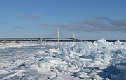 Mackinac Bridge with ice windrow Photograph by Keith Stokes Mackinac Bridge with ice windrow Photograph by Keith Stokes