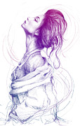 Purple Fashion Illustration Drawing by Olga Shvartsur