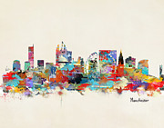 Manchester England Skyline Painting by Bri Buckley
