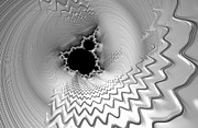 Mandelbrot fractal and waves silver metal art Digital Art by Matthias Hauser
