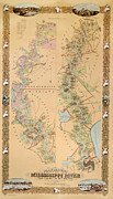 Map depicting plantations on the Mississippi River from Natchez to New Orleans Drawing by American School Map depicting plantations on the Mississippi River from Natchez to New Orleans Drawing by American School