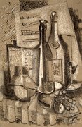 Menu and Wine and Music Painting by Anthony Coulson