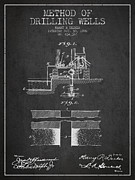 Method of drilling wells Patent from 1906 - Dark Digital Art by Aged Pixel