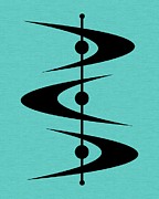 Mid Century Shapes 3 on Turquoise Digital Art by Donna Mibus